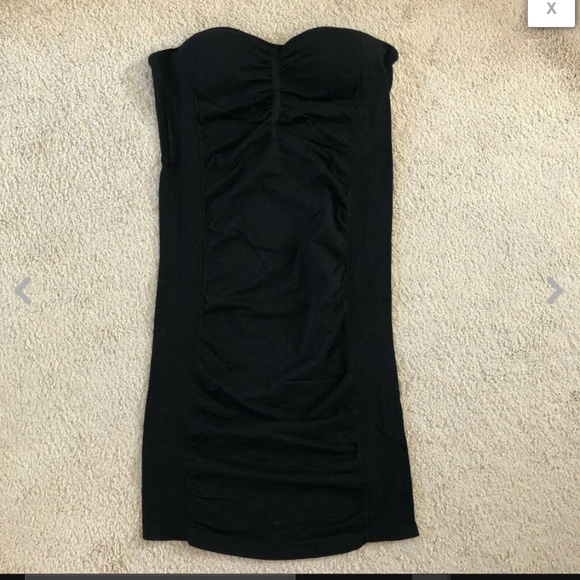 Black Strapless Seamless Ruched Slip Dress M/L - Picture 1 of 3